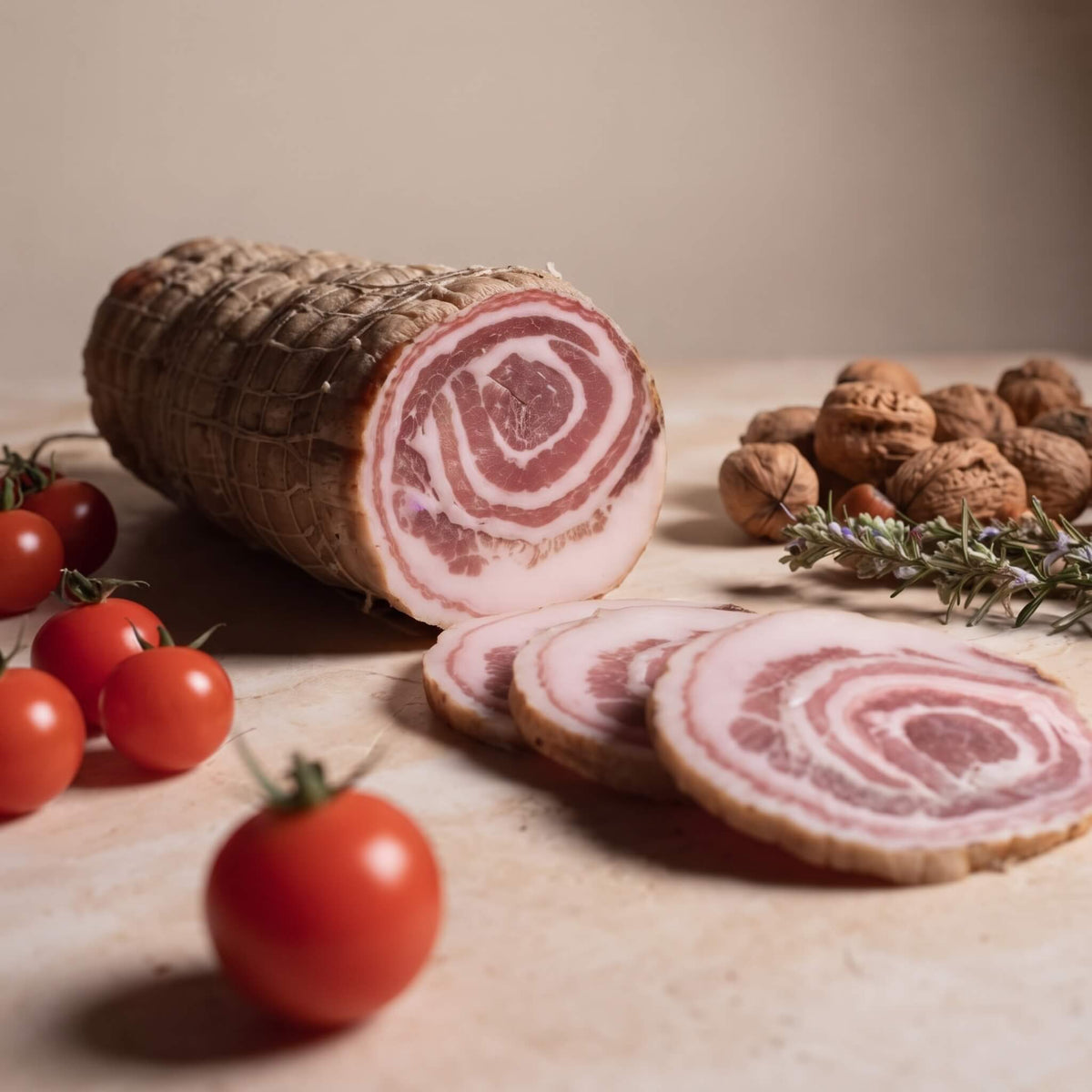 Gerollter Speck vom Wildschwein